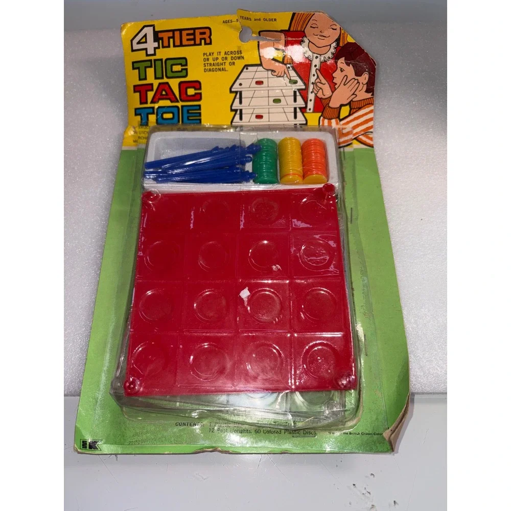 Vintage 1970s 4 Tier Tic Tac Toe Board Game K-K Kids New Old Stock NOS Sealed